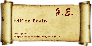 Hécz Ervin névjegykártya