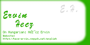 ervin hecz business card